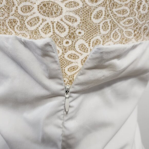 AP.NY Size 12 Women's White Sleeveless Zip Back Floral Embroidered Halter Dress - Picture 11 of 16